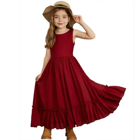 

Girls Dress Swing Leisure Printed Short Sleeve Ruffle Trim Streetwear Toddler Baby Sundress Gifts To Child