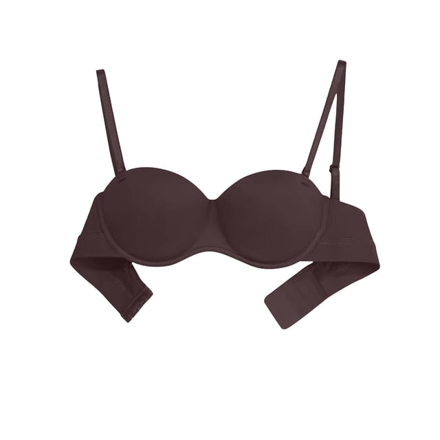YUTK Bras for Women Full Coverage - Women's Solid Color Seamless Underwear without Steel Rims Detachable Chest Sagging Wave Pattern Bra Brown L