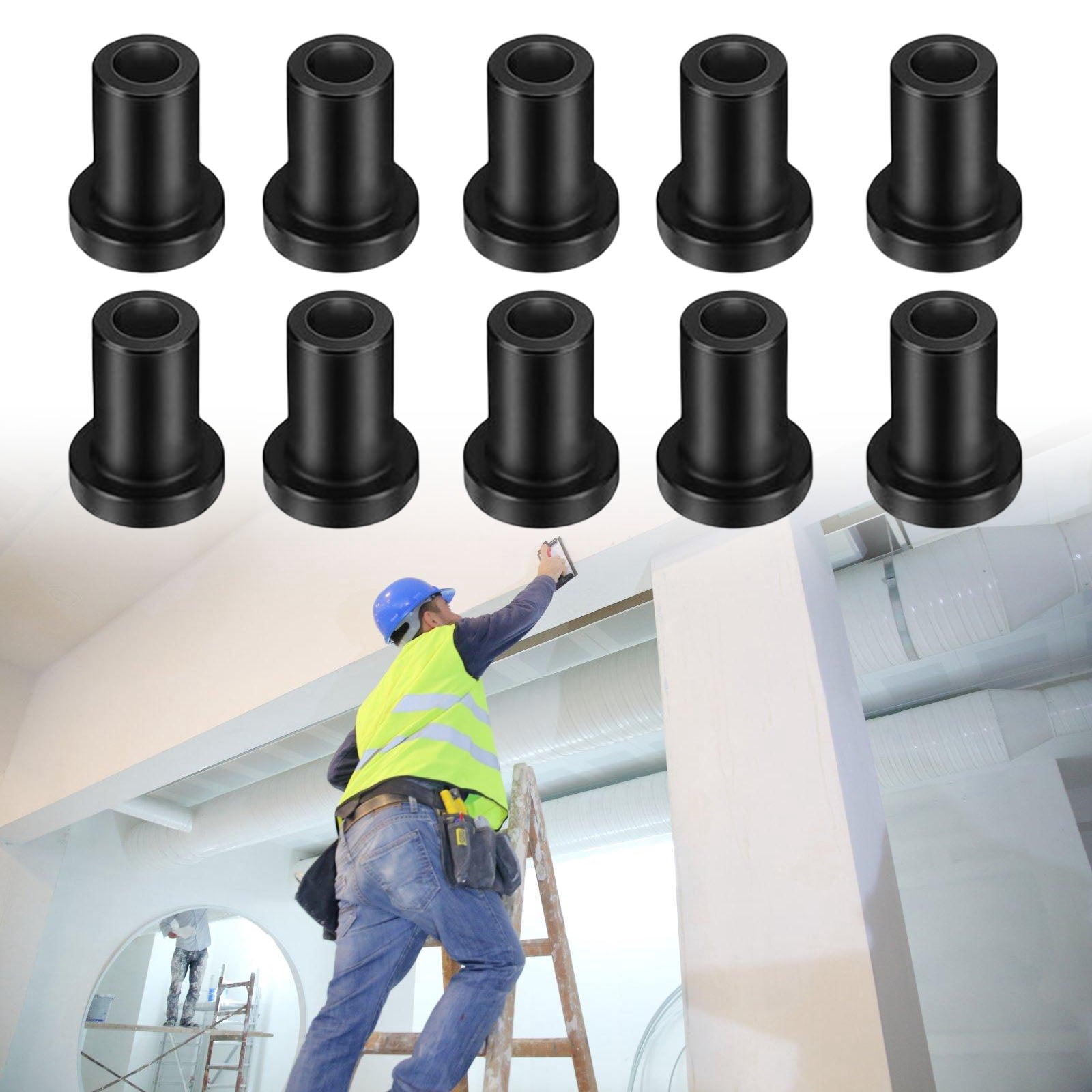 BIBABLYKE 10pcs Door Spacers Set Sliding Replacement Rail Track Hardware Wall Anchors Screws Lags Bolts for Secure Installation