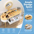 thumbnail image 3 of 47 Inch Modern Makeup Vanity Desk Set with 3 Color Round LED Mirror, Dressing Table with 4 Storage Drawers & Padded Stool for Bedroom,Natural and White, 3 of 6