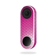 MightySkins NEHEL-Pink Diamond Plate Skin for Nest Hello Video Doorbell - Pink Diamond Plate