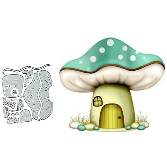 Mushroom Door Metal Die Cuts for Card Making,Spring Flower House Card Cutting Dies Cut Stencils DIY Scrapbooking Photo Album Decorative Embossing Paper Card Embossing Craft