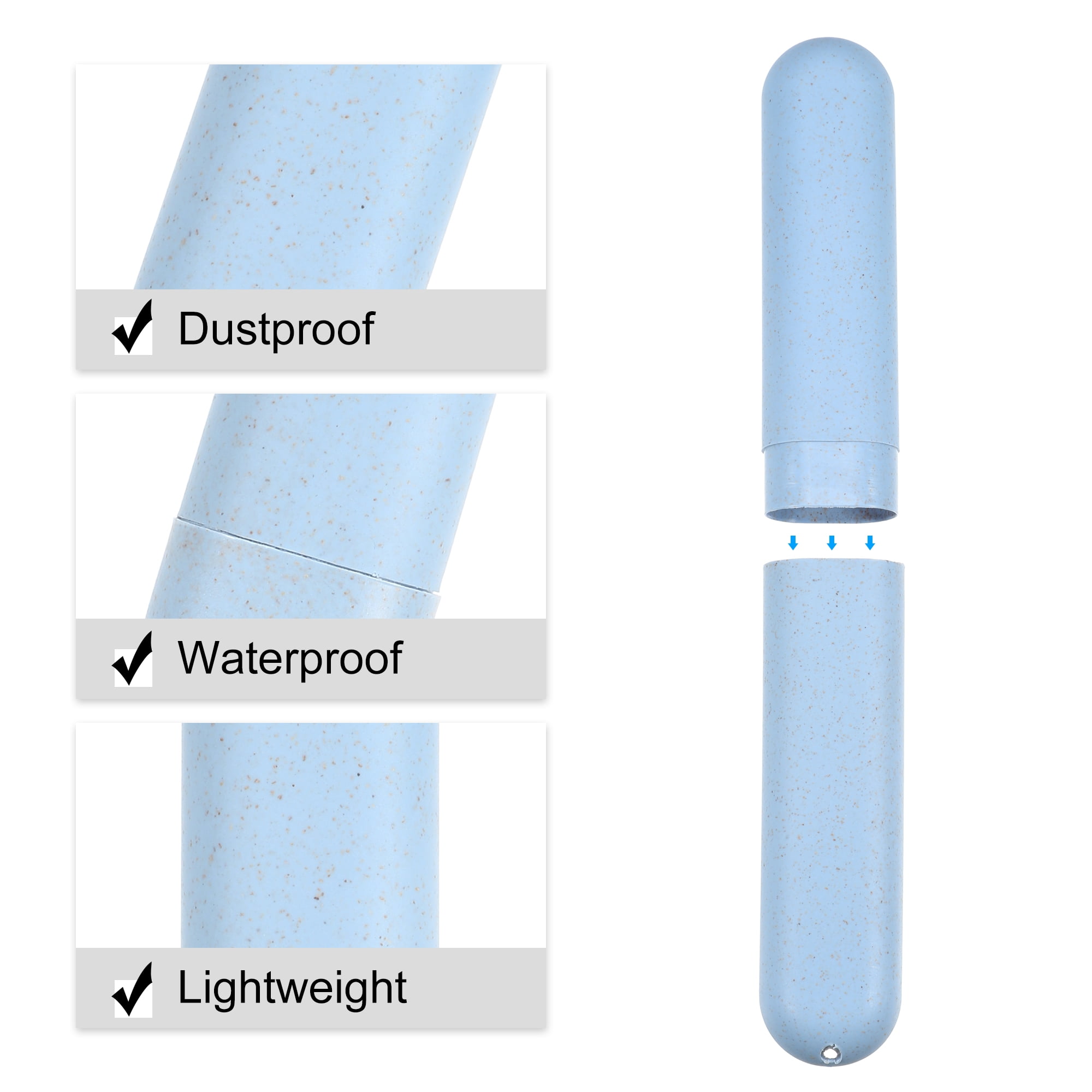 Unique Bargains 4Pcs Toothbrush Holders Case for Travel Blue Pink 8.07"x1.22"x0.83"