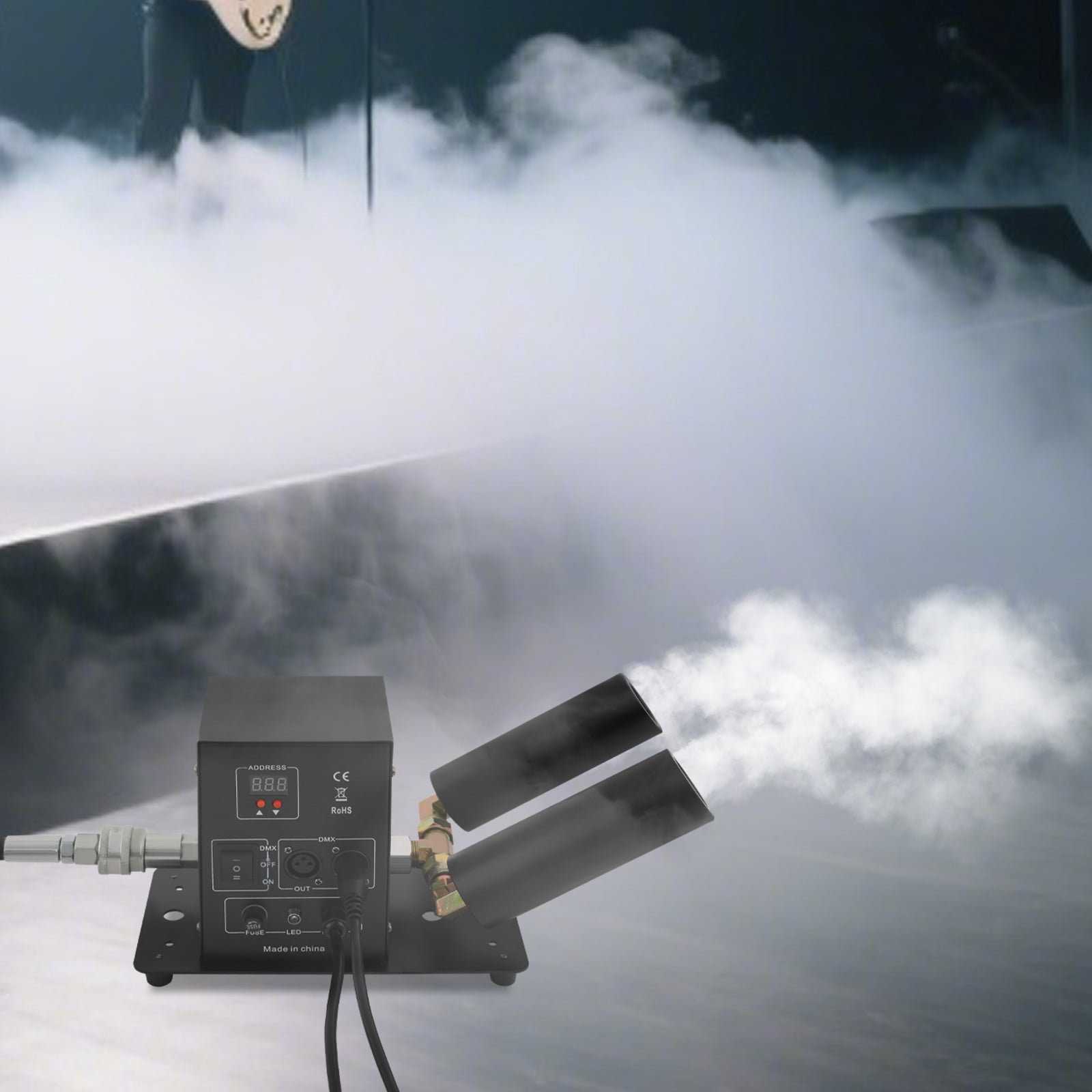 LiHUiee 150W 10A CO2 Jet Machine Dual Nozzles CO2 Fog Machine Modern Jet Fog Machine for Concerts, Parties