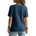 thumbnail image 5 of TGSLY Women's Ribbed Knit Tops Lightweight Soft Crew Neck Short Sleeve Shirts Dressy Casual Solid Color Asymmetric Wrap Hem Tunic Blouses XL, 5 of 10