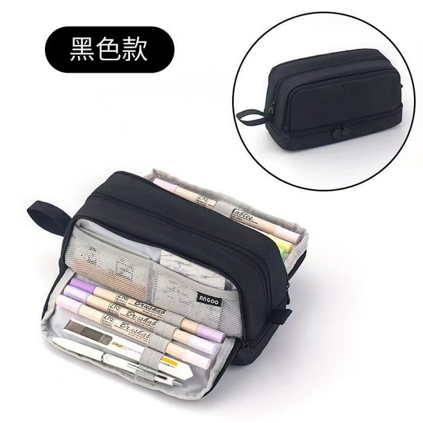 Estuche grande para bolígrafos, bolsa de almacenamiento con asa, organizador para papelería escolar