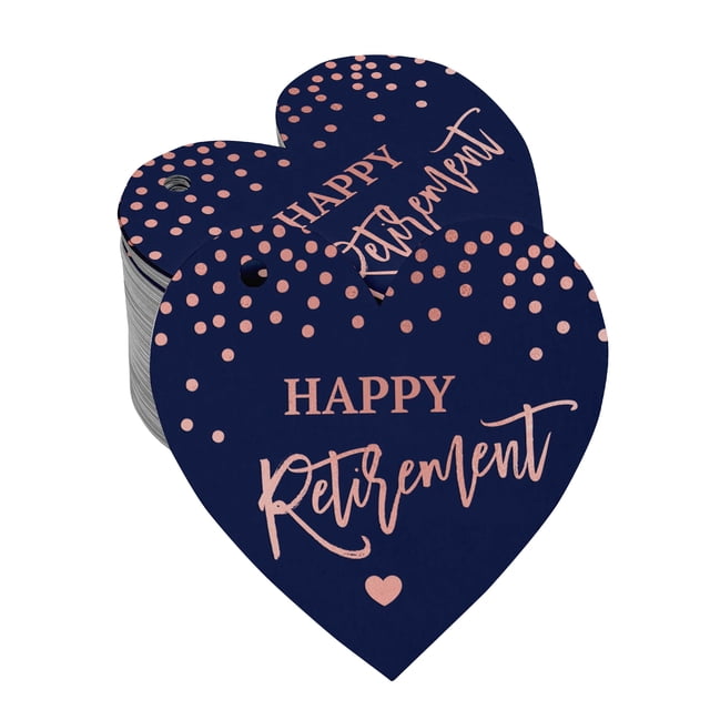 Inkdotpot Rose Gold Foil Paper Hang Tag Happy Retirement Favor Tag 50 Pieces