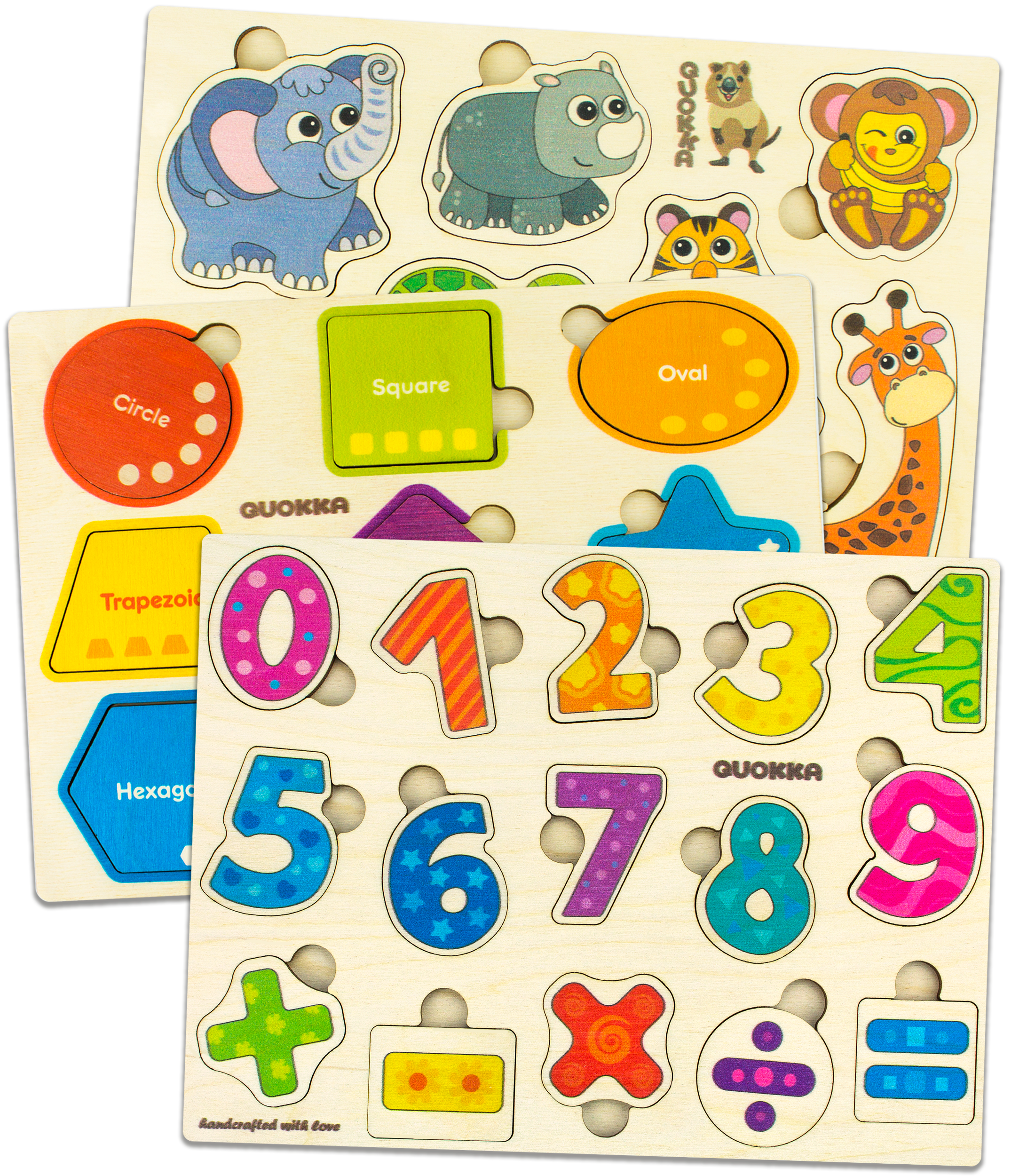 Quality Wooden Animals Play-Set Educational Pre-Kindergarten Toddler Puzzle Toy 