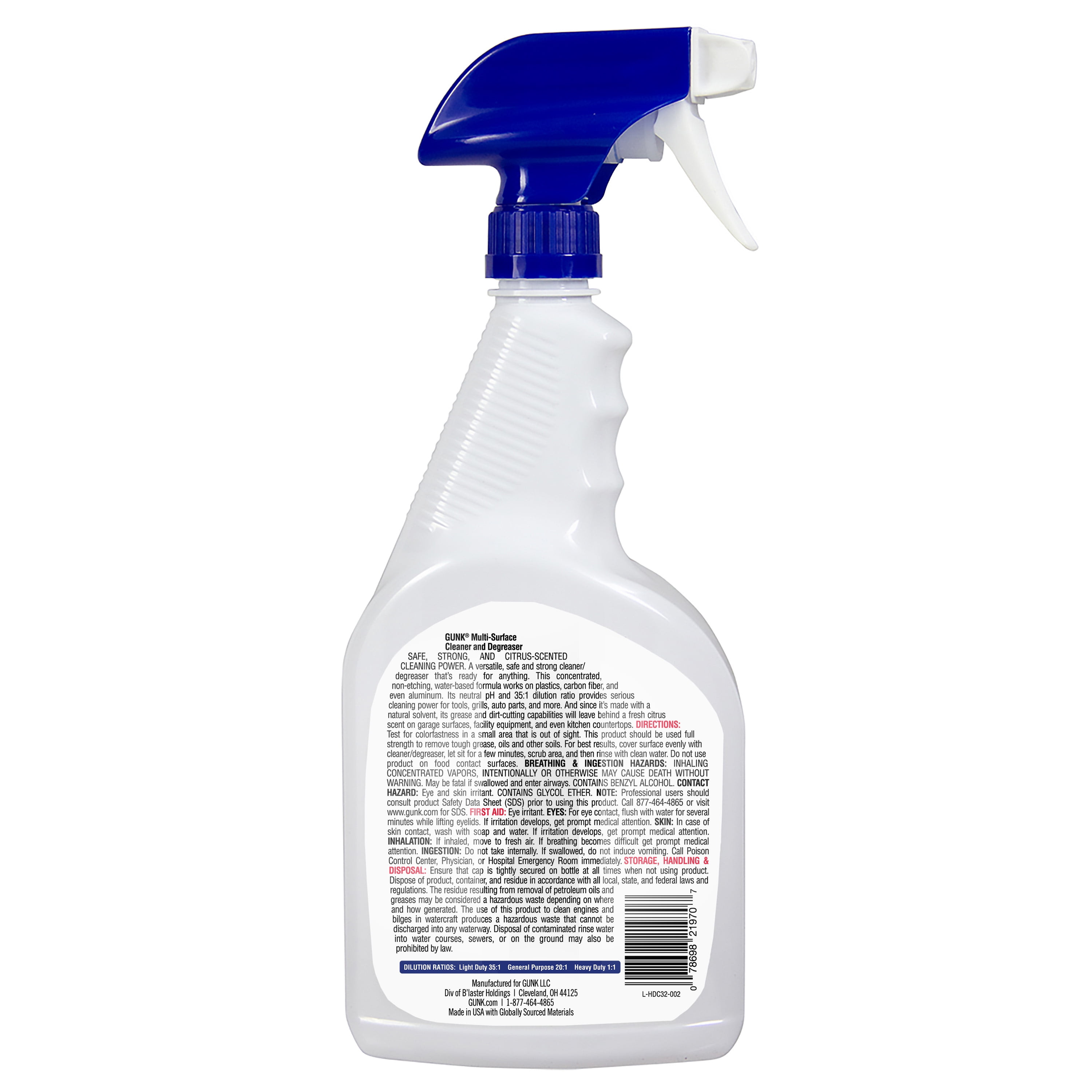 (12 pack) GUNK HDC32 Multi-Surface Trigger Spray Degreaser, 32 oz