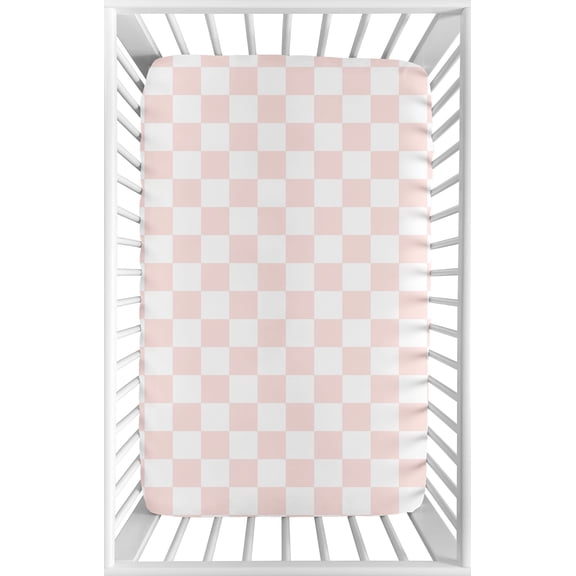 Sweet Jojo Designs Pink Gingham Checkered Plaid Girl Mini Fitted Crib Sheet