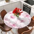 thumbnail image 2 of Pink Spring Floral Table Cloth, Round Fitted Tablecloths with Elastic Edge, Summer Botanical Watercolor Vintage Wipeable Waterproof Table Cover for Kitchen Wedding 36-44 Inches, 2 of 4