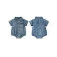 thumbnail image 3 of BemeyourBBs Western Baby Boys Girls Summer Clothes Infant Denim Romper Baby Cowgirl Cowboy Outfit Short Sleeve Button Down Collar Casual Bodysuits Playsuit, 3 of 10