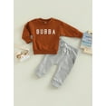 thumbnail image 3 of BEAFNKSG 2Pcs Toddler Baby Outfits Spring Fall Winter Long Sleeve Letter Crewneck Sweatshirt Pullover Long Pants Sets, 3 of 8