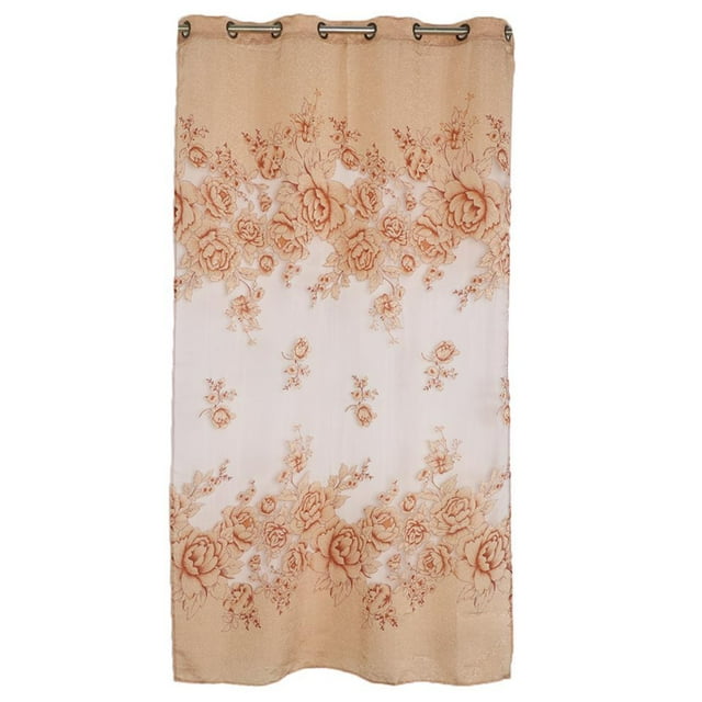 Cortina de gasa con estampado de flores, bufanda con ojales, bufanda con ojales para sala de estar y dormitorio 150x250cm