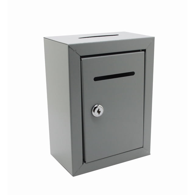 Classic Metal Box,Donation Box,Secure Collection Box,Ballot Box,Ticket Box,Easy Wall Mount 15609