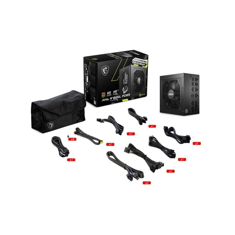 MSI - MAG A750GL PCIE 5.0, 80 GOLD Fully Modular Gaming PSU