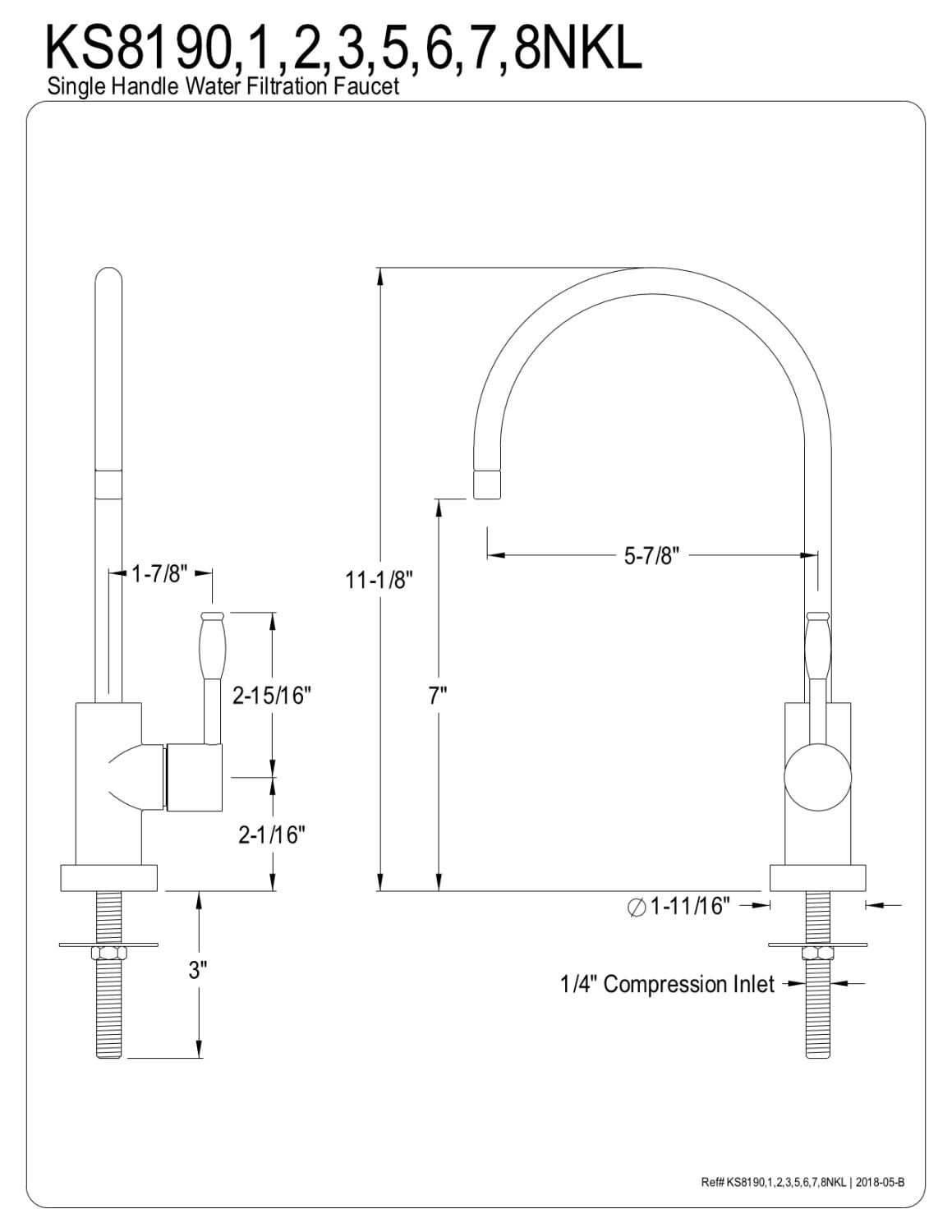Kingston Brass KS8193NKL Nustudio Single-Handle Cold Water Filtration Faucet, Antique Brass