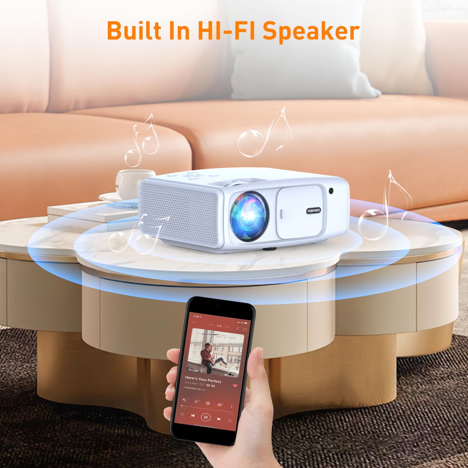 [Big Sale]Native 1080P Mini WiFi Projector for Smart Phone,Wireless Bluetooth Projector with Speakers,Mini Indoor Outdoor Movie Projector with Digital - 4
