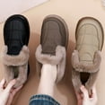 thumbnail image 7 of Women's Platform Non Slip Ankle Boots Winter Warm Fleece Lined Snow Booties Slip On Indoor Outdoor Plush With Memory Foam Fuzzy Slippers Brown Size 6, 7 of 7