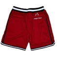 thumbnail image 2 of Aaliyah Men's Headgear Classics Premium Embroidered Mesh Basketball Shorts (Medium, Red), 2 of 4