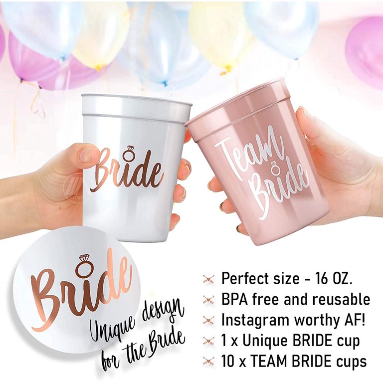 Team Bride Bachelorette Party Cups - Bride Cup & Bridesmaid Cups  Bachelorette Party Decorations - Reusable Bachelorette Cups for the Bride  Tribe 