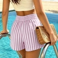 thumbnail image 6 of jjayotai Womens Shorts Elastic Waist Striped Shorts Pleated Wide Leg Beach Shorts Casual Summer Shorts with Pockets, 6 of 6