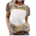thumbnail image 2 of Xihbxyly Summer Savings Clearance Tops ! Dressy Tops for Women Summer Summer Sashion Slim Loose Tiedye Crew Neck Short Sleeve T-Shirt Casual Loose Fit Blouses Gold XXXXXL, 2 of 5