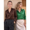 thumbnail image 3 of MOYIKO Button Down Shirts for Women Long Sleeve Stain Silk Collared Work Office Basic Business Dress Shirts Blouses Tops, 3 of 7