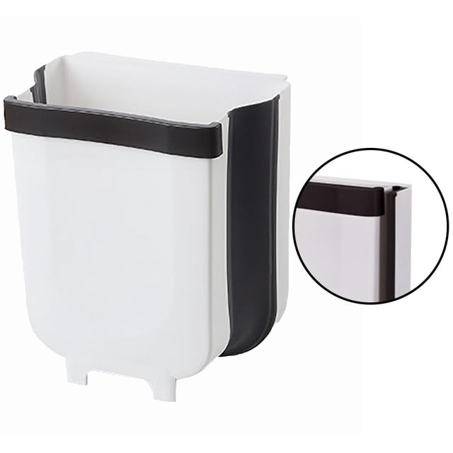 Moyic Cubo de basura plegable Cubo de basura colgante Cubo de basura doméstico Caja de almacenamiento de basura PP L Organizadores de utensilios de cocina Blanco L Moyic HA001435-03