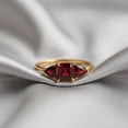 thumbnail image 5 of Princess & Trilliant Cut Garnet Trilogy Engagement Ring, Three Stone Anniversary Gift, Past Present Future Promise Ring, Red Gemstone Ring, January Birthstone Ring, 5 of 5