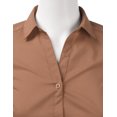 thumbnail image 4 of DOUBLJU Women's Slim Fit Plain Classic Short Sleeve Button Down Collar Shirt Blouse, 4 of 5
