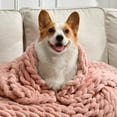 thumbnail image 2 of Feabuccy Soft Chunky Knit Blanket, 50X60 in Handmade Thick Chenille Yarn Throw Without Shedding & Raveling, Aesthetic & Cozy Home Decor with Couch Sofa Bed, Gift Pack, Pink C95, 2 of 3