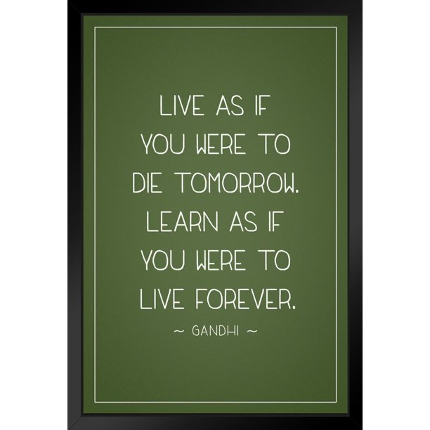 Mahatma Gandhi Live As If You Were Die Tomorrow Learn Live Forever Motivational Olive Black Wood Framed Poster 14x Walmart Com