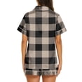 thumbnail image 4 of VV AVEORS Women'S Silk Pajamas - Plaid Striped Button Up Satin Pjs With Notch Collar - 2 Piece Satin Pajamas Set Black M, 4 of 4