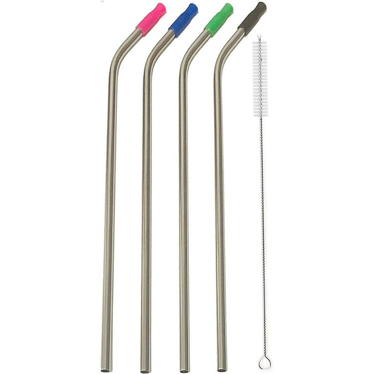14 Inch Stainless Steel Straws, 4pcs Ultra Long Reusable 0.32 (8mm) Big  Wide Metal Straws for 100oz Tumblers with Silicone Tips and Cleaning Brush