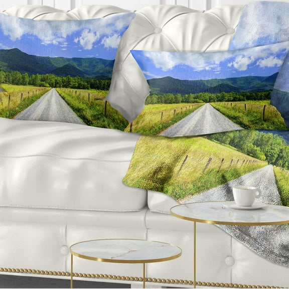 Designart Sparks Lane in Cades Cove - Landscape Printed Throw Pillow - 12x20