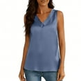 thumbnail image 5 of Atogsazn Women's Silk Satin Tank Tops Casual V Neck Sleeveless Bussiness Work Blouse Summer Shirt Vest Tops Navy XXL Fashion, 5 of 9