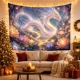 thumbnail image 2 of Pearl White Dragon Surrounded by Lotus Flowers, Dreamy Fantasy for Mystical Decor Lovers, Ethereal Asian Wall Art, Birthday Gift, Tapestry Wall Hanging for Bedroom and Living Room, 2 of 5