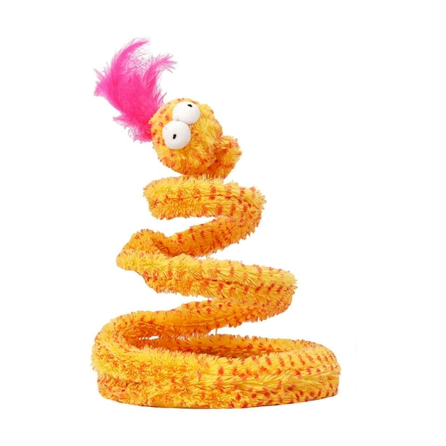 koolsoo Jouet Serpent en Spirale pour Chat, Capacités de Poursuite, Jouet Interactif à Ressorts pour Chaton, Jaune