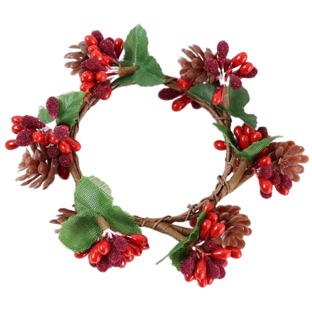 Servilleteros de guirnalda de velas de Navidad artificiales para decoración de Navidad de boda Estilo D