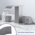 thumbnail image 6 of WOWOW Brushed Nickel Waterfall Bathroom Faucet - 8 inch Widespread Bathroom Faucets for Sinks 3 Hole, Modern 2 Handles Bathroom Sink Faucet with Pon up Drain and cUPC Supply Lines, 6 of 7