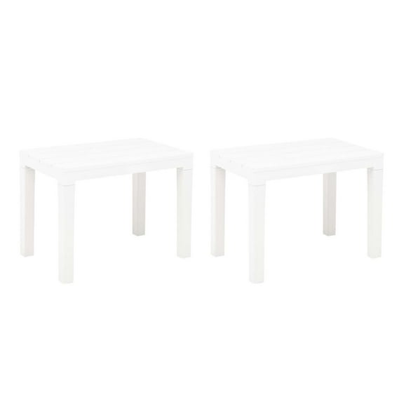 Patio Benches 2 pcs White Plastic