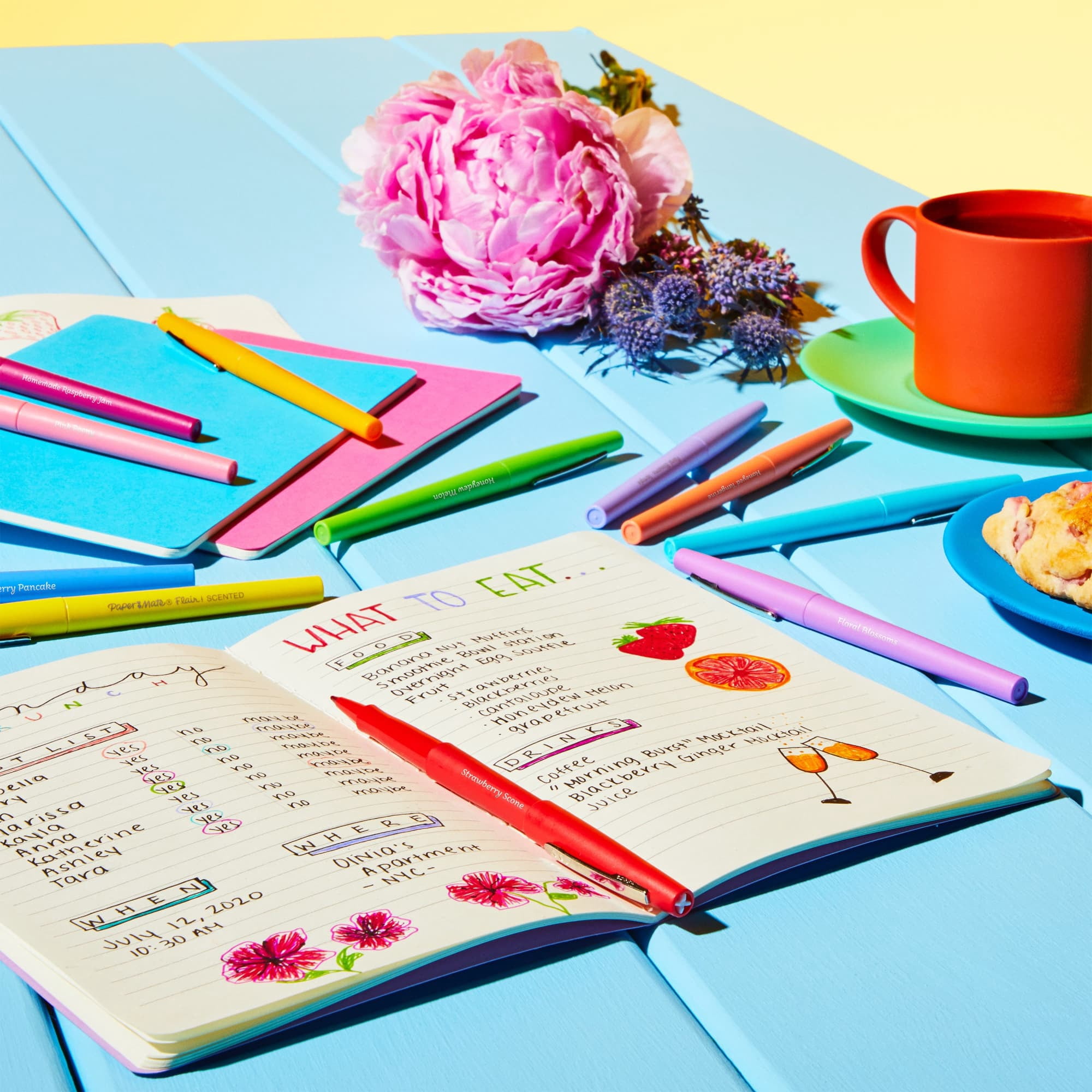 Paper Mate Flair Scented Felt Tip Pens, Assorted Sunday Brunch Scents and Colors, 0.7mm, 6 Count