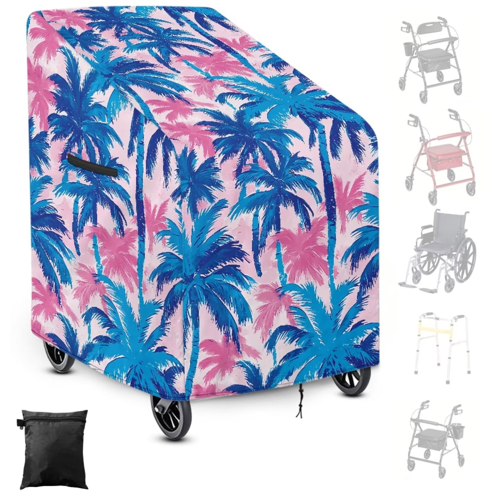 ZIATUBLES Rollator Walker Cover, All-Weather Protection Rollator Cover, Universal Mobility Aid Decor Accessories Fit Walker with Wheels and Seat, Palm Tree Tropical Print