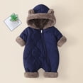 thumbnail image 2 of OJSFQUFP Baby Winter Fleece Lined Snowsuit Bear Ear Hooded Quilted Romper Warm Zipper Infant Jumpsuit, 2 of 7