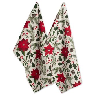 DII Christmas Holiday Dish Towels | 18x28 Cotton Towels, 2 Pack | Festive Kitchen Decor