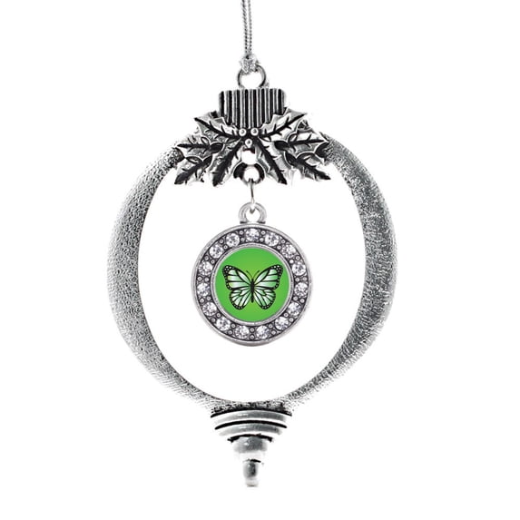 Green Butterfly Circle Holiday Ornament