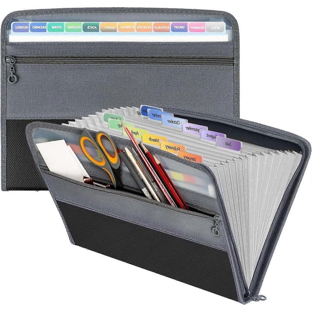 Document organizer folders, file wallets with 13 plastic pockets, portable accordion file cabinet