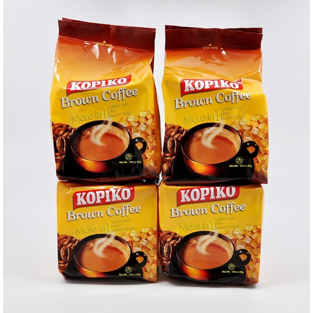 4 Kopiko 3 in 1 Brown Instant Coffee (4 pack x 10 sachets) Walmart