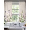 thumbnail image 3 of Flowers Lavender Semi Sheer Curtains 72 Inch Length 2 Panels Set, Retro Cottagecore Blooms Green Leaf Sheer Kitchen Curtain Privacy Voile Window Curtain for Living Room Bedroom Rod Pocket Drapes, 3 of 7